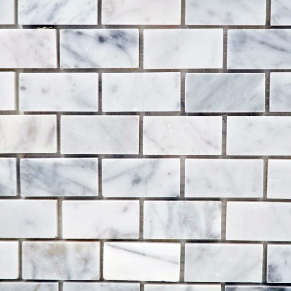 Carrara White 1 X 2 Staggered Brick Polished