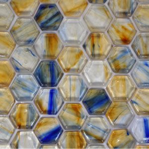 Fusion  Glass Gold Blue And Grey 05F 1 x1 Hex-1