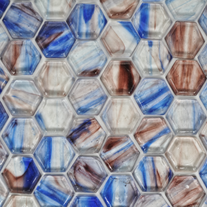 Fusion  Glass Blue Lavender And White 08F 1 x1 Hex-1