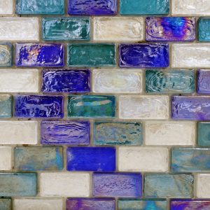 Provacative Blend White, Blue Green2 1X2 Brick Reflections Glass Polished