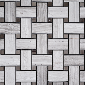 Small Basketweave White Vein And Noble Vein 2"  X 1" And 1/2" Basketweave Polished