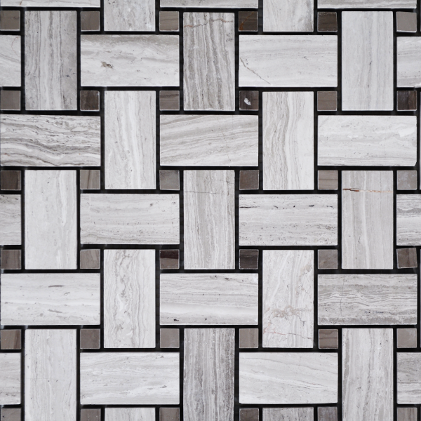 Small Basketweave White Vein And Noble Vein 2"  X 1" And 1/2" Basketweave Polished