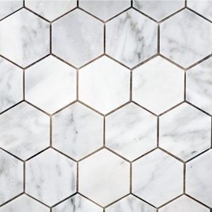 Carrara White 2" Hex Polished
