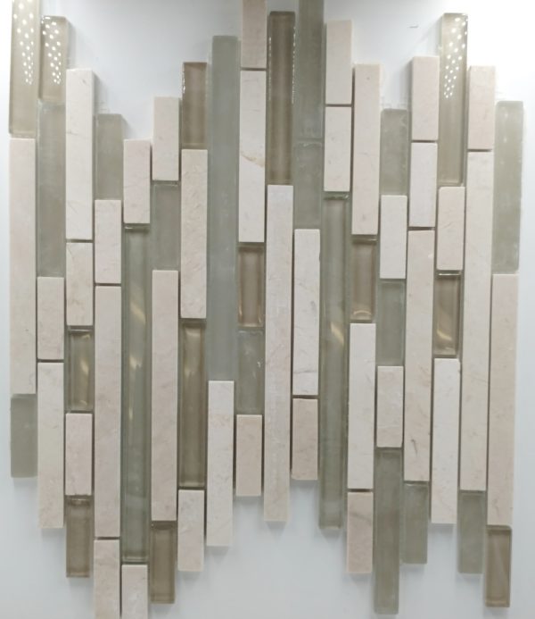 Sticks Linear Crema Marfil with Taupe Glass