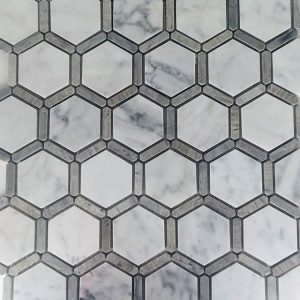 Geo Framed Hex Carrara White Blue Vein