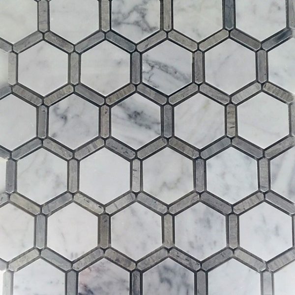 Geo Framed Hex Carrara White Blue Vein