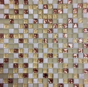 Mixed Glass and Stone 5/8 White and Gold