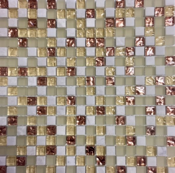 Mixed Glass and Stone 5/8 White and Gold