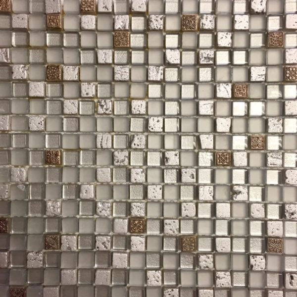 Mixed Glass and Stone 5/8 Grey and Silver