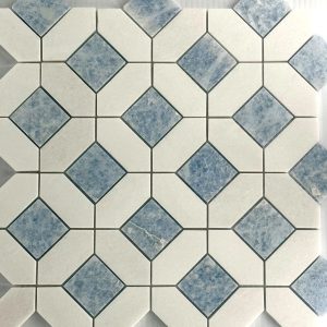 Celeste Blue Diamond with Thassos White Octagon