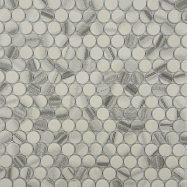 Bianco Grigio Penny Round Vetro Series