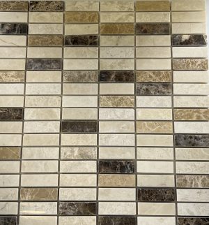 Stacked Pattern in Crema Marfil and Dark and Light Emperador