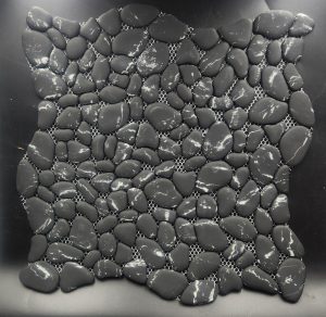 Vetro Black Pebbles in Nero Marquina Color