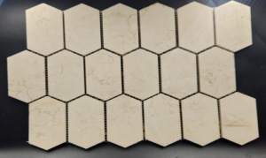 Elongated Hex Gold Beige Marble
