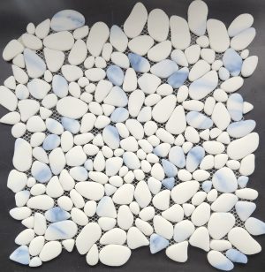 Celeste Blue and Pure White Pebbles Vetro Series