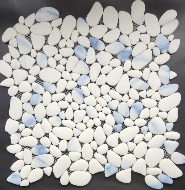 Celeste Blue and Pure White Pebbles Vetro Series