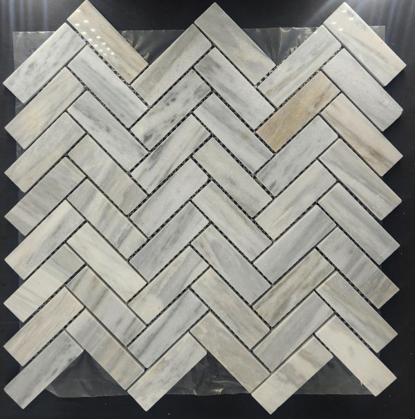 Herringbone Pattern Dark Clouds Marble